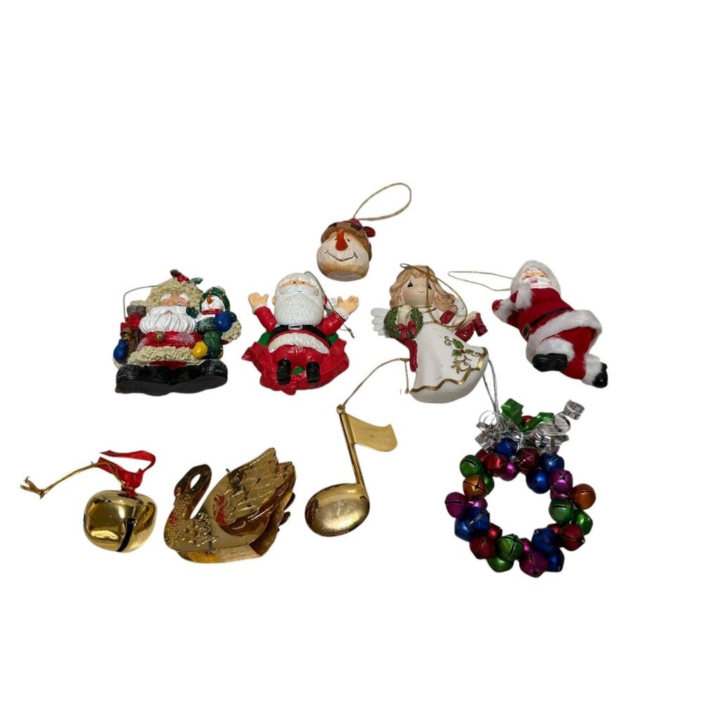 Assorted Christmas Tree Ornaments Holiday Decor Santa Wreath Swan Angel Snowman